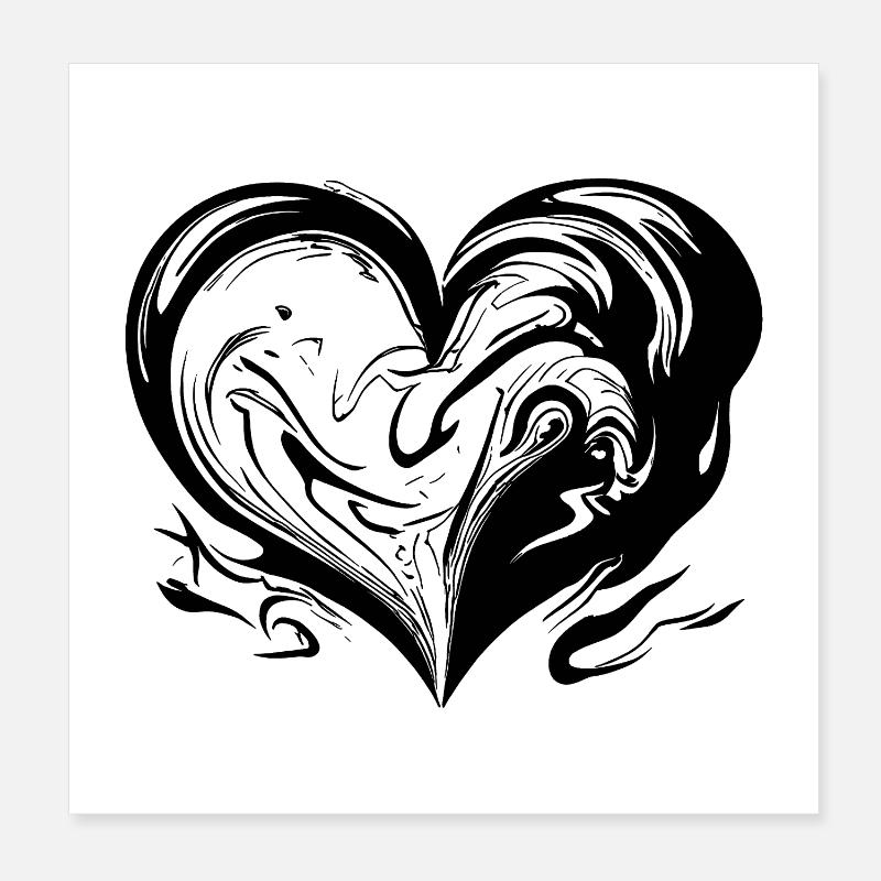 Curved Heart Poster 8" x 8" (20x20 cm)