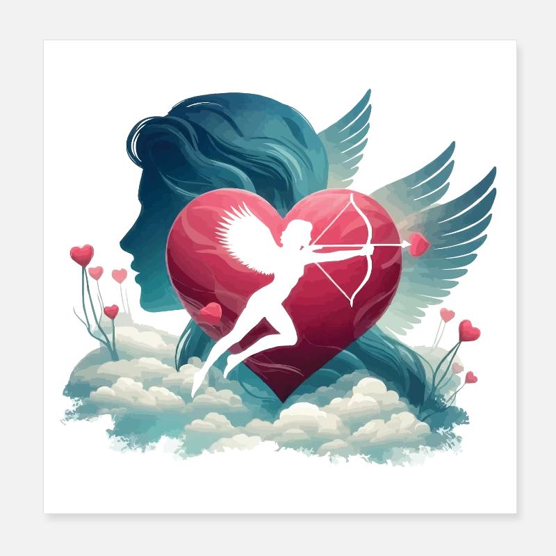 Amor Bogenschütze Herz Kunstwerk Poster 20x20 cm