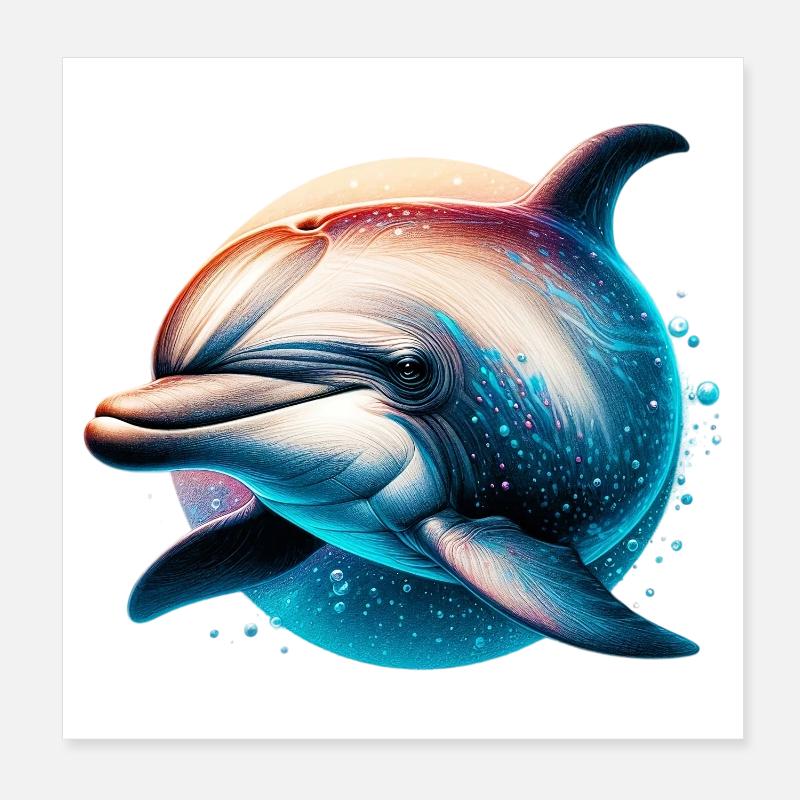 Dolphin Poster 8" x 8" (20x20 cm)