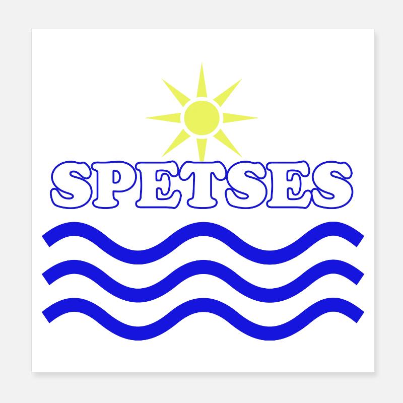 Emblem der Insel Spetses Sonne und Welle Poster 20x20 cm
