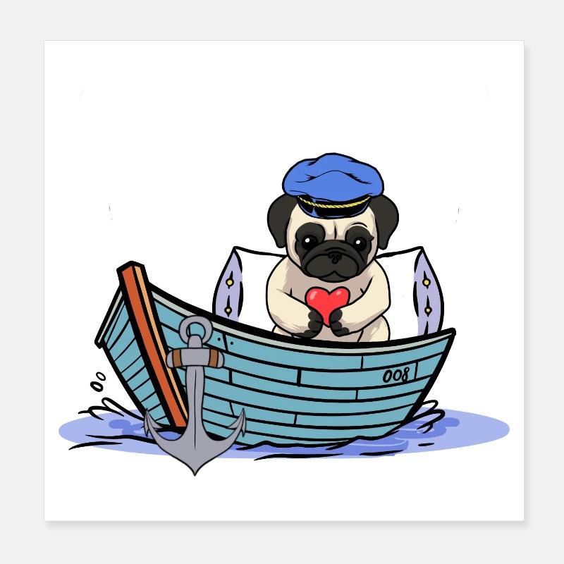 Maritime Dog Boat Captain Sailor Ahoy Poster 8" x 8" (20x20 cm)