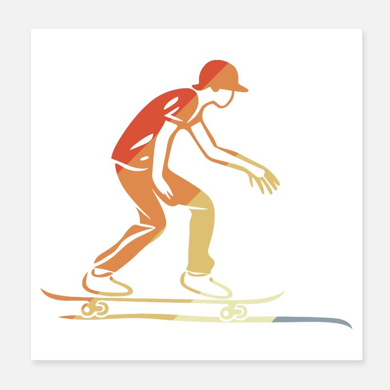 Skateboarder Graphique Rétro Poster 20 x 20 cm