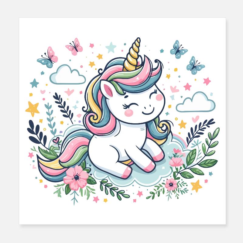 Niedliches Einhorn Poster 20x20 cm