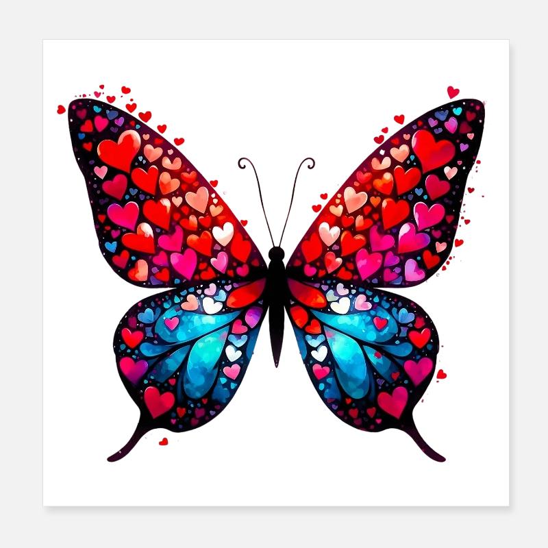 Schmetterling mit Herzen Poster 20x20 cm