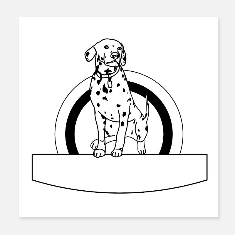 Dalmatiens dans un cercle avec champ d’écriture Poster 20 x 20 cm