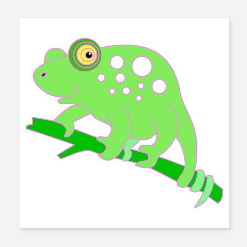 Chamaeleon tier - Poster 20x20 cm - Weiß