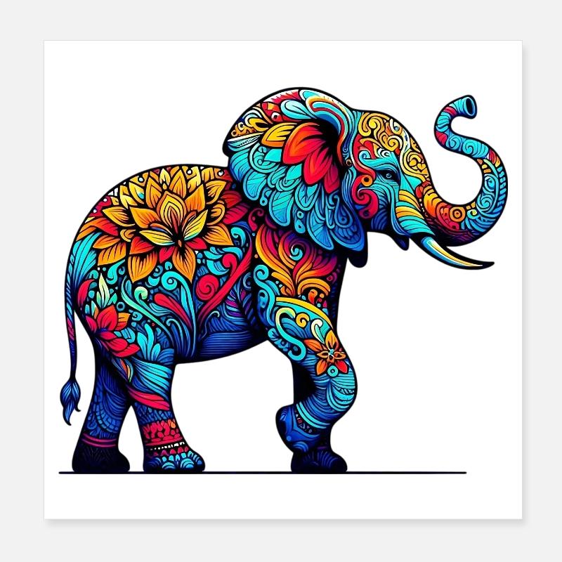 Éléphant Poster 20 x 20 cm