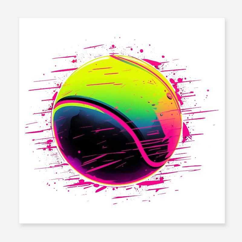 Tennisball Synthwave Stil Poster 20x20 cm