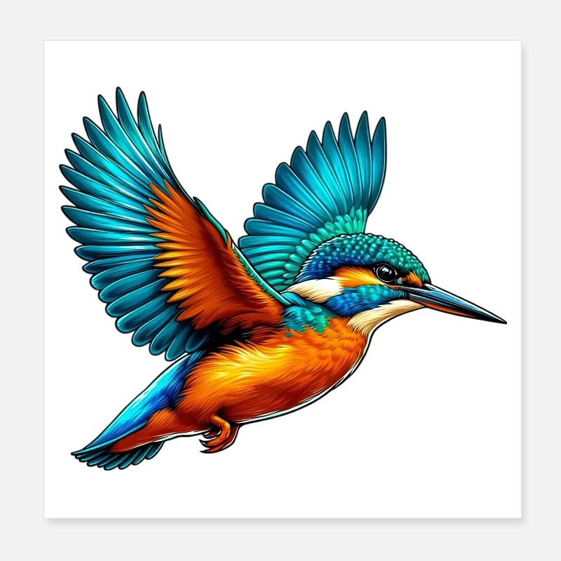 Kingfisher Poster 8" x 8" (20x20 cm)
