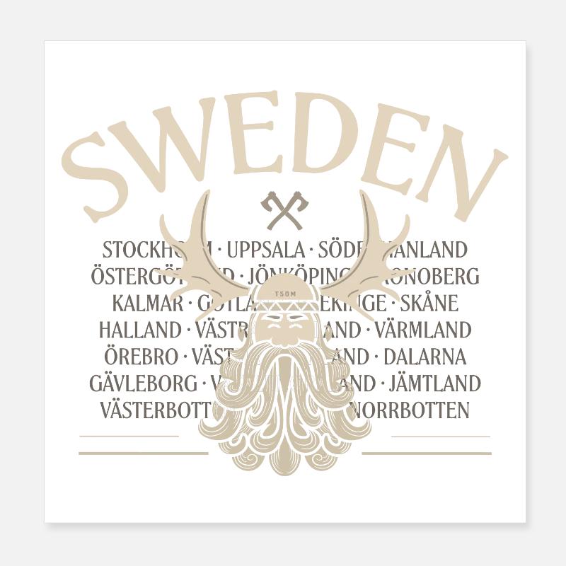 Sweden - Viking Beard - Mosses Poster 8" x 8" (20x20 cm)