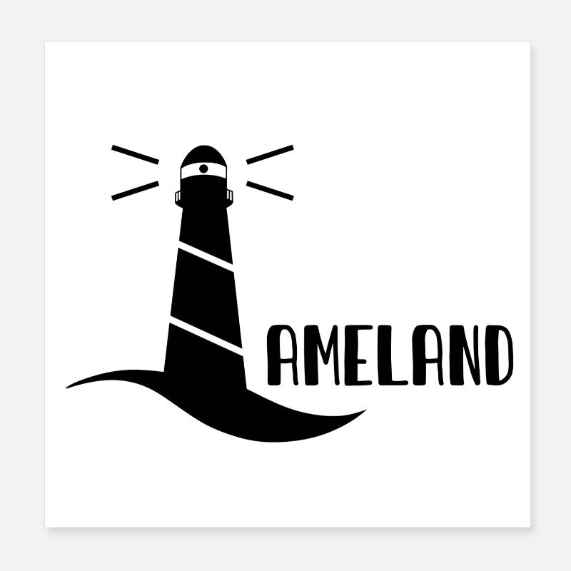 Leuchtturm Ameland - Poster 20x20 cm - Weiß