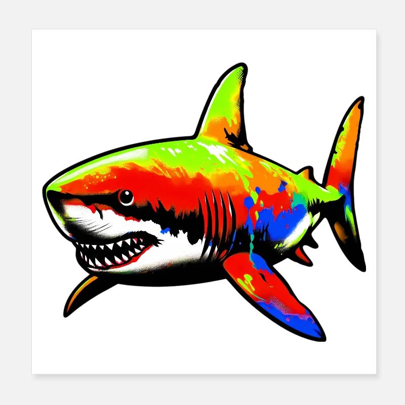 Shark Poster 8" x 8" (20x20 cm)