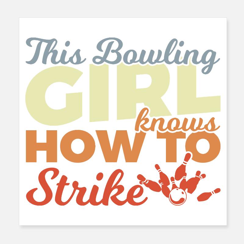 Bowling Mädchen Poster 20x20 cm