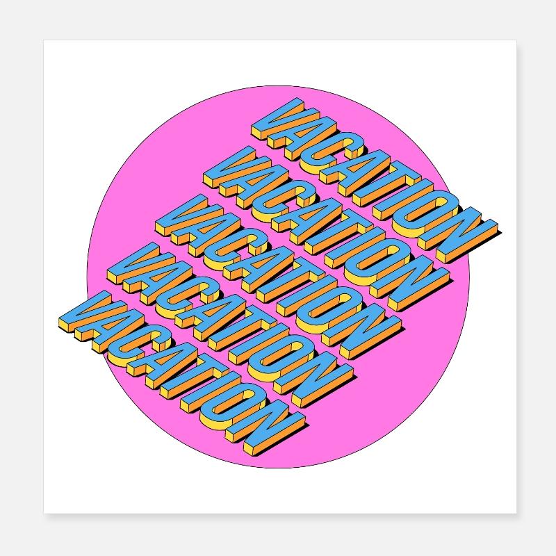 Vacation – 3D Retro Lettering Poster 8" x 8" (20x20 cm)