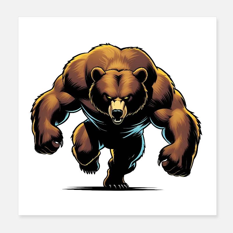 Ours musclé - Poster 20 x 20 cm - blanc