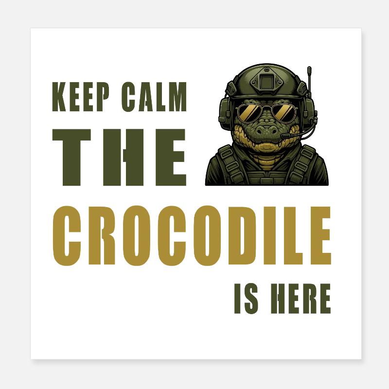Crocodile in Action – Keep Calm Poster 8" x 8" (20x20 cm)