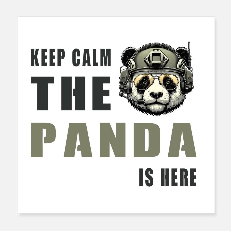 Panda tactique – Restez calme Poster 20 x 20 cm