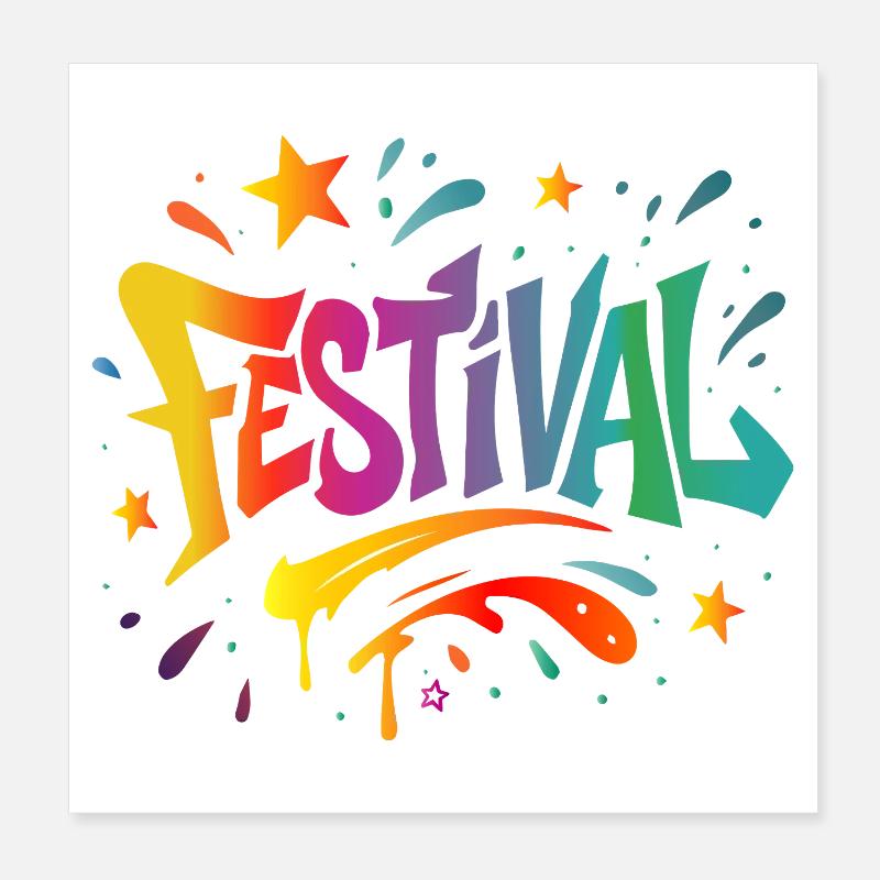 Festival – Bunte Energie in Graffiti-Style Poster 20x20 cm