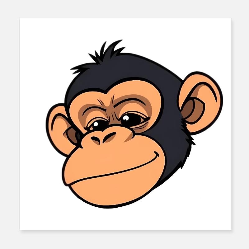 Monkey Chimpanzee Poster 8" x 8" (20x20 cm)