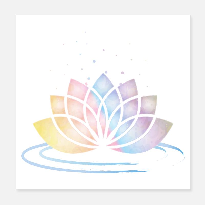 Symbole de fleur pastel stylisé avec de l’eau Poster 20 x 20 cm