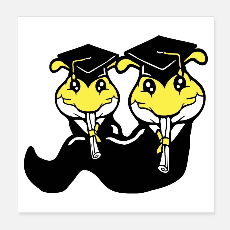 2 chenilles certificat de fin d'études secondaires diplôme d'études secondaires obtenu Poster 20 x 20 cm