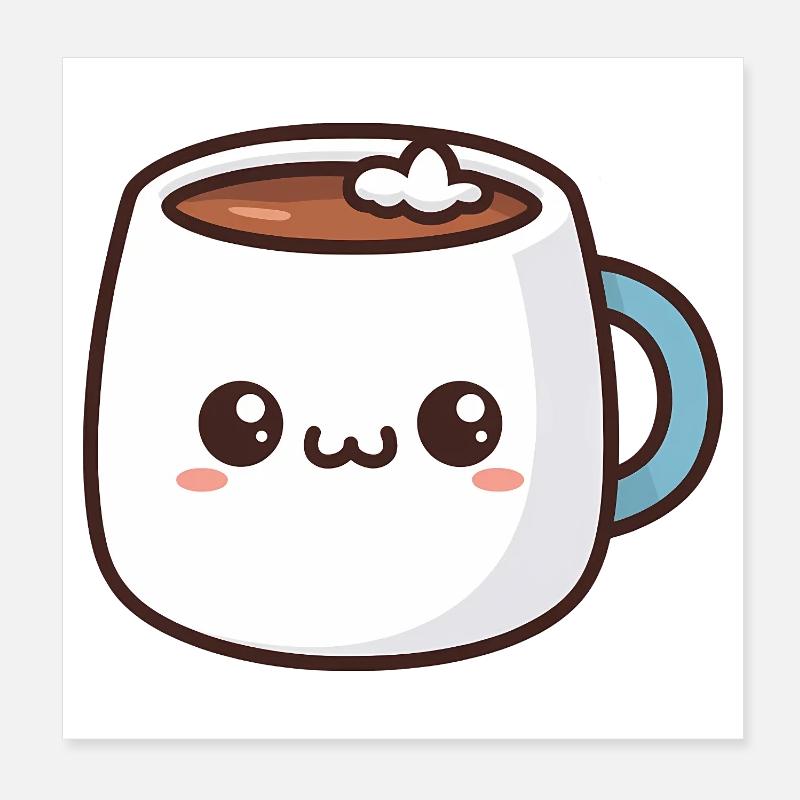 Tasse de chocolat chaud kawaii Poster 20 x 20 cm