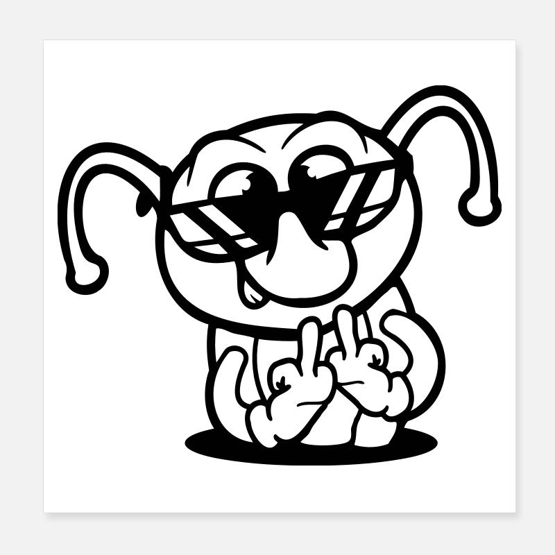 Caterpillar Middle Finger Insult Hole Sunglasses Poster 8" x 8" (20x20 cm)