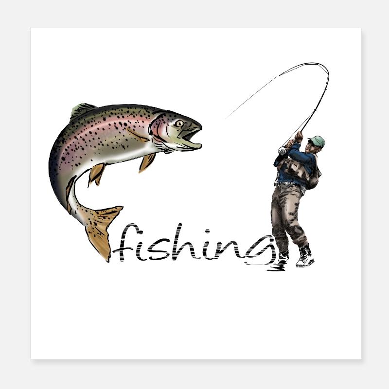 Pêche à la mouche Poster 20 x 20 cm