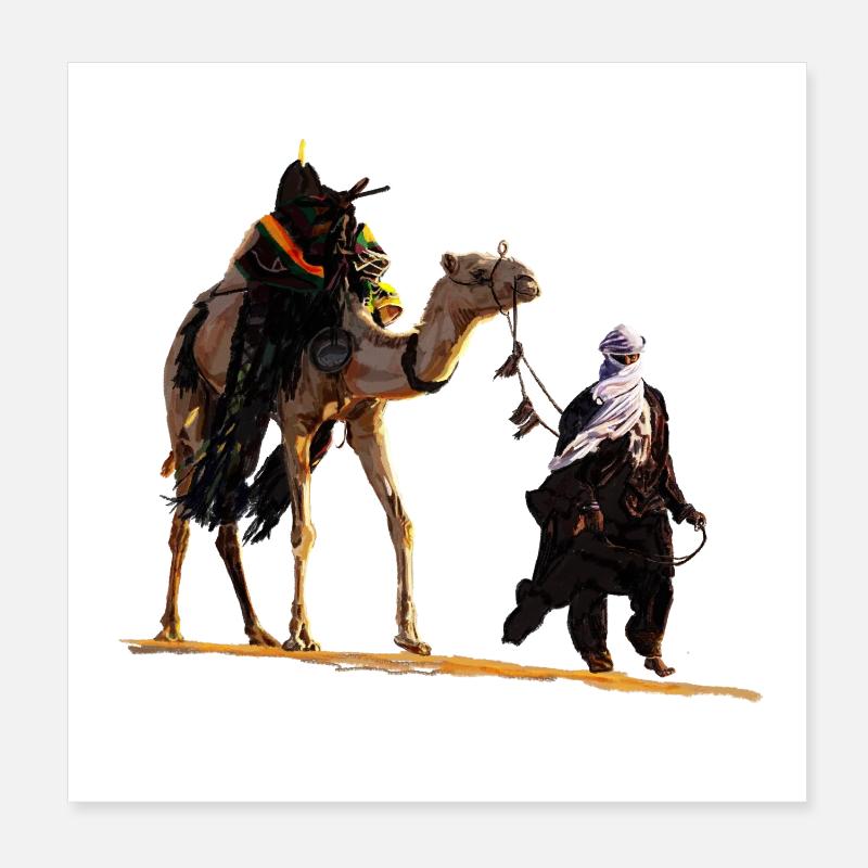 Bédouin avec chameau Poster 20 x 20 cm