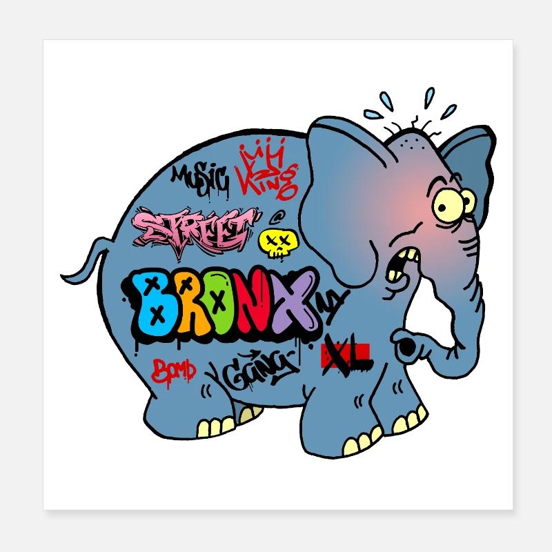 Tagged Elephant Poster 8" x 8" (20x20 cm)