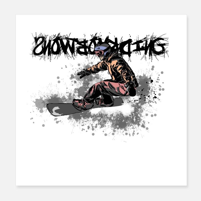 Snowboarder dynamique en style action Poster 20 x 20 cm