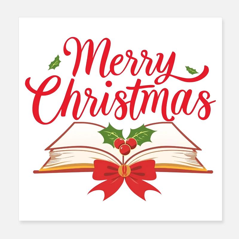 Merry Bookmas – Fine Line Buch Design Poster 20x20 cm