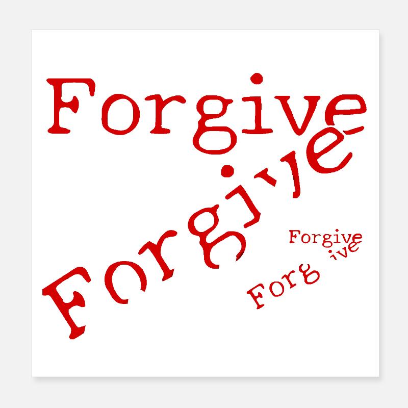 Le pardon en typographie rouge Poster 20 x 20 cm