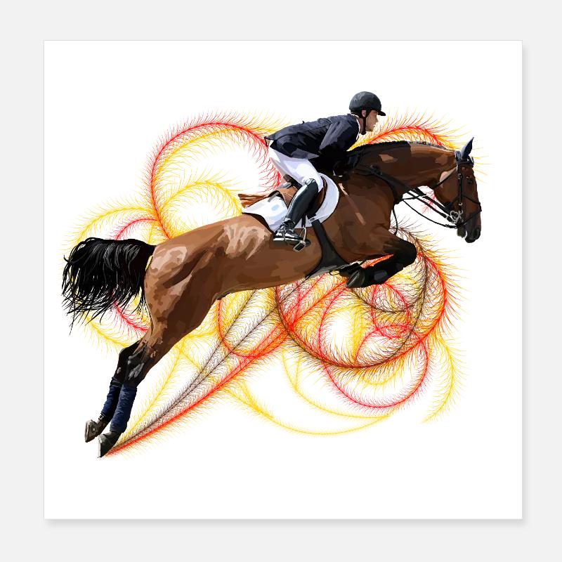 Flammenwirbel Galopp Poster 20x20 cm