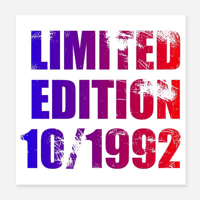 33. Geburtstag Limited Edition 10/1992 Poster 20x20 cm