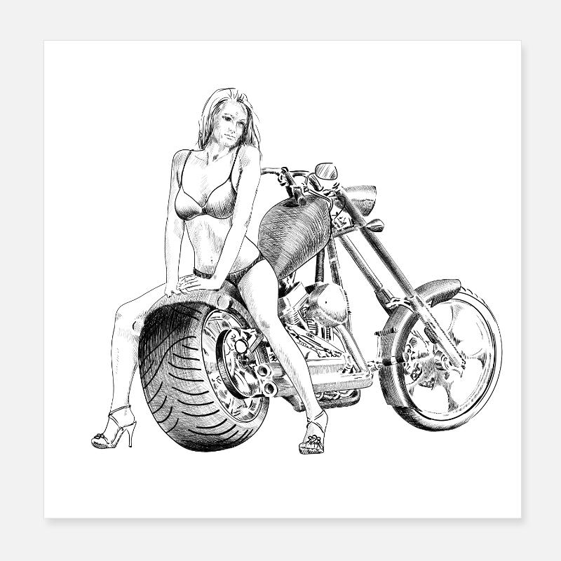 Bikini on the chopper Poster 8" x 8" (20x20 cm)