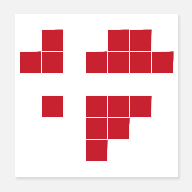 Pixel Herz Dänemark Flagge - Poster 20x20 cm - Weiß