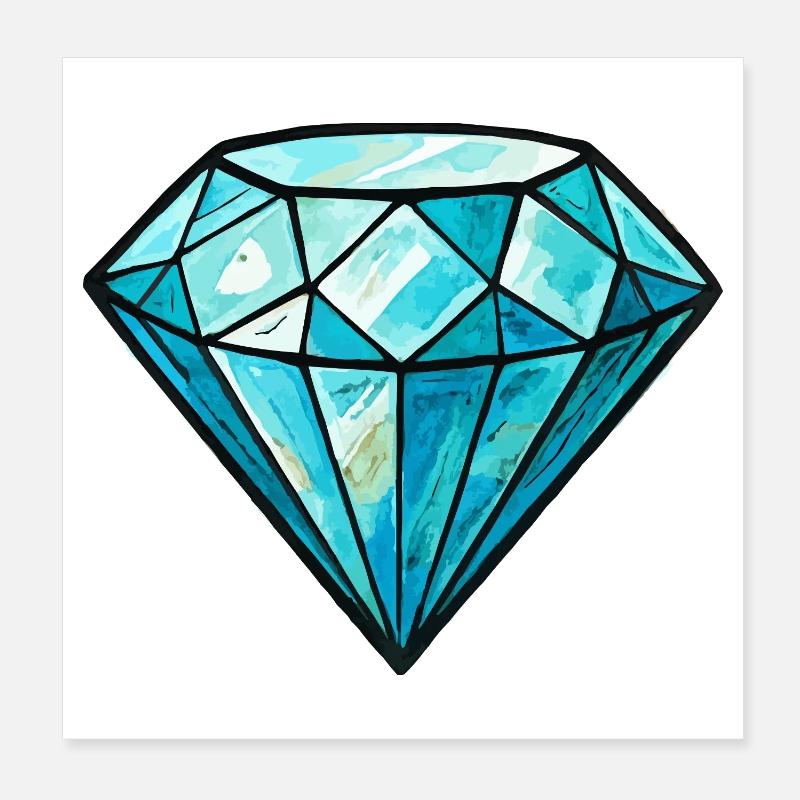 Wasserfarben Kristalldiamant Poster 20x20 cm