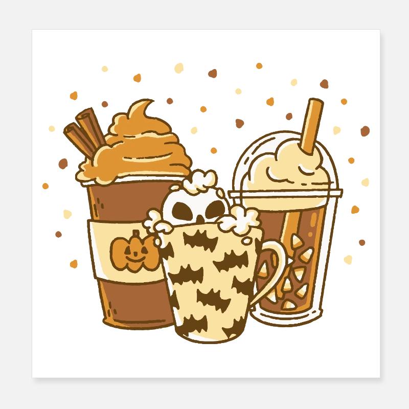 Automne Pumpkin Latte Spice Boissons de saison Poster 20 x 20 cm