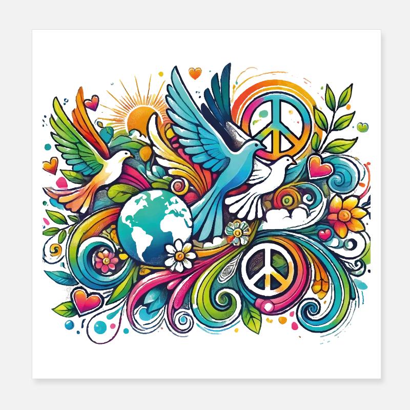 Farbexplosion Friedensvogel- Tag des Friedens Poster 20x20 cm