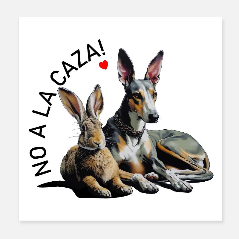 Duo Galgo & Rabbit Heart avec Slogan - Poster 20 x 20 cm - blanc
