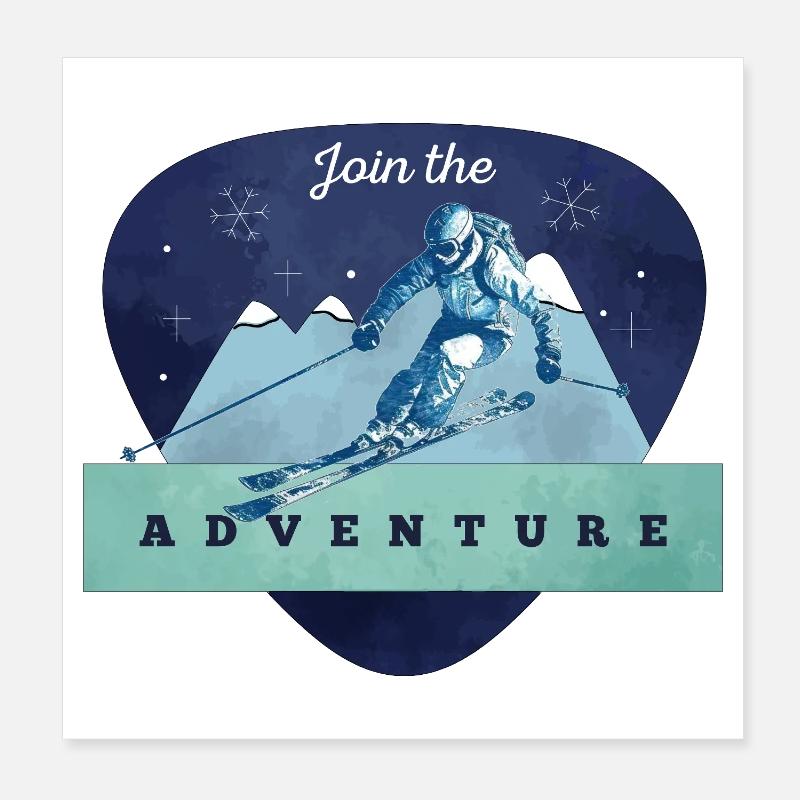 Abenteuer Skifahren Mountain  Poster 20x20 cm