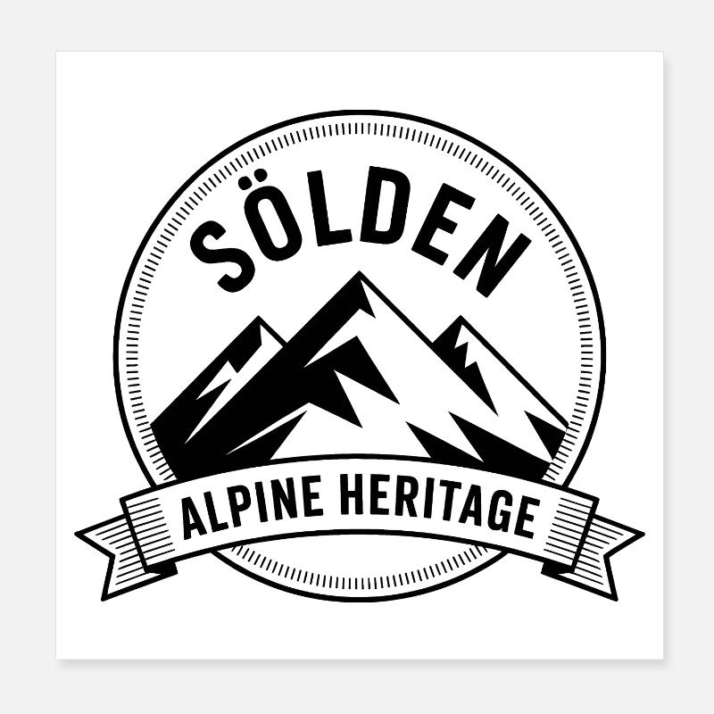Sölden - Souvenir Design - Poster 20x20 cm - Weiß