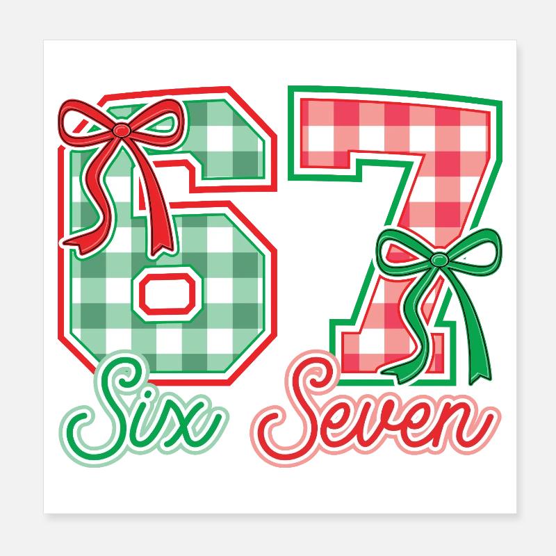 Festive 67 Gingham Bows Poster 8" x 8" (20x20 cm)
