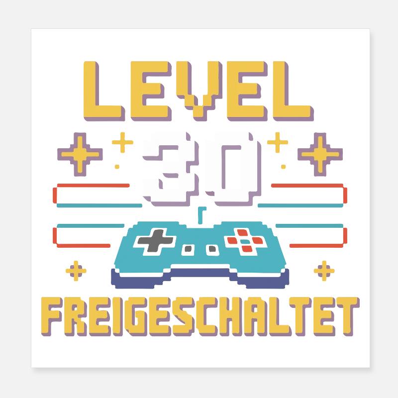 Level 30 Unlocked Controller Poster 8" x 8" (20x20 cm)