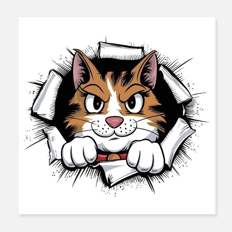 Chat sinistre à travers la faille Poster 20 x 20 cm