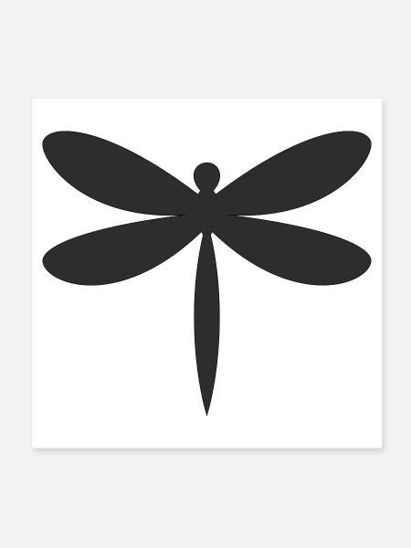 Libelle Silhouette  - Poster 20x20 cm - Weiß - Vorne