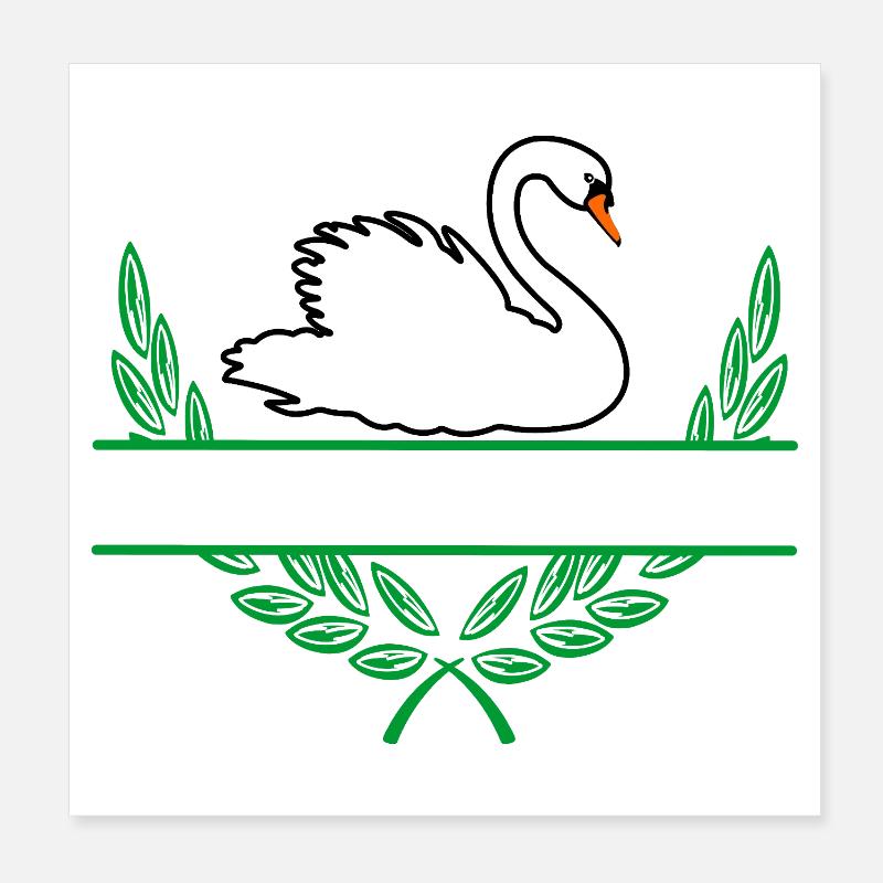 Swan Laurel Wreath with Namespace Poster 8" x 8" (20x20 cm)