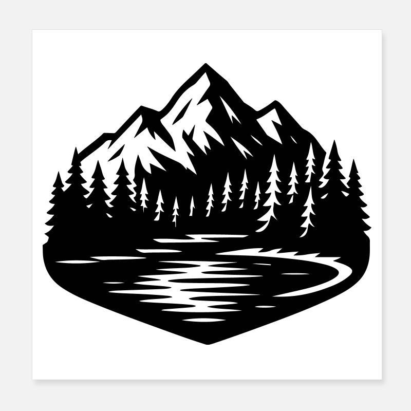 Mountains Landscape Forest Poster 8" x 8" (20x20 cm)