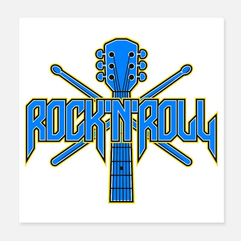 Rock & Roll Gitarrenemblem Poster 20x20 cm